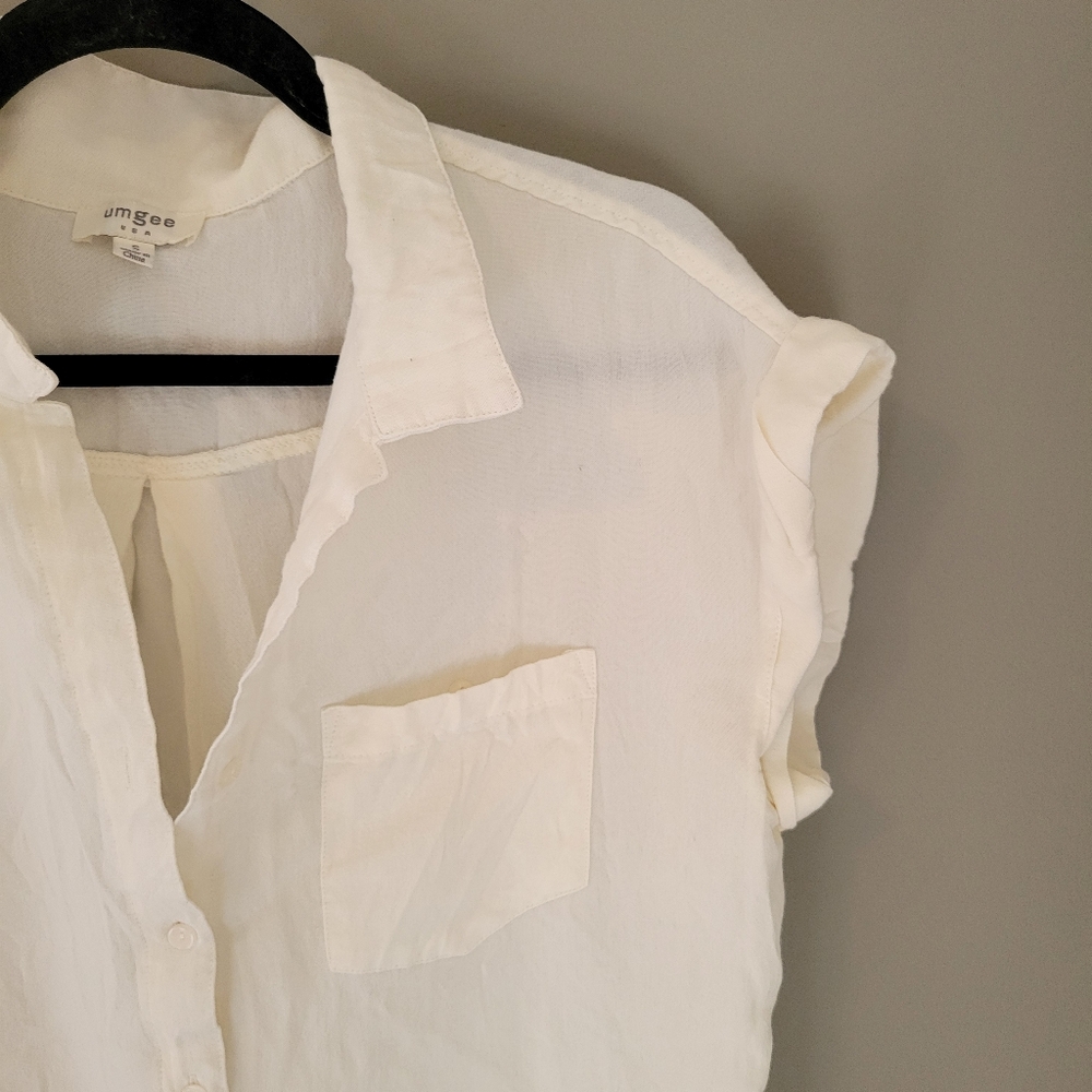 Umgee Off White Cotton Button Up Size Small - Picture 3 of 9